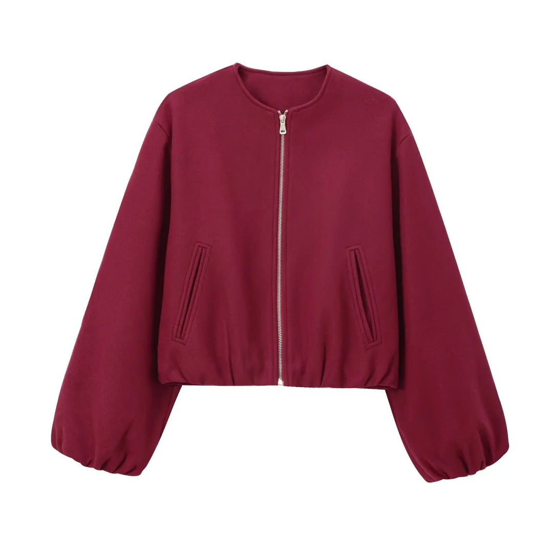 Giacca Bomber Donna Cropped Zip Collo Rotondo - Vesarelli