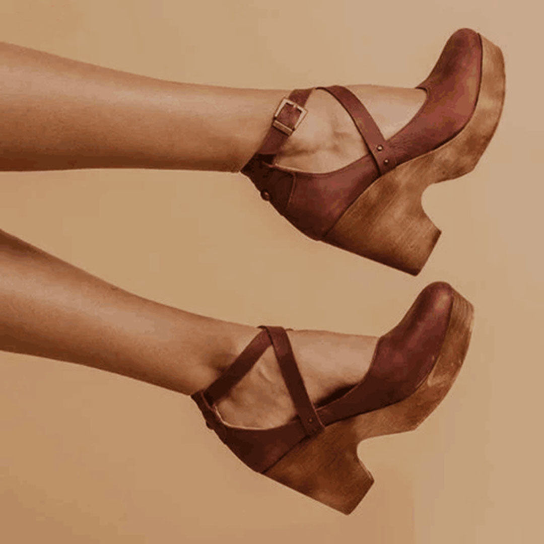 Scarpe Donna Tacco Alto Zeppa Cinturino alla Caviglia