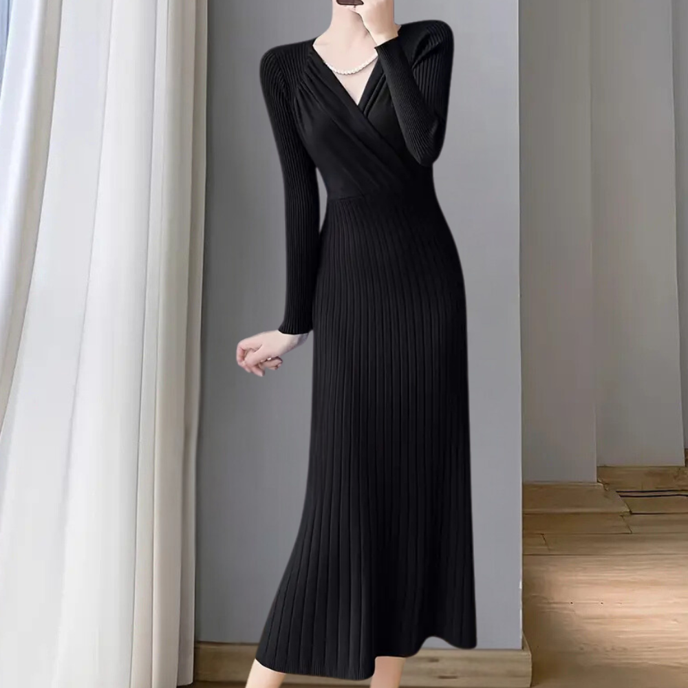 Abito Midi Donna Maglia Sottile Vestibilità Elegante