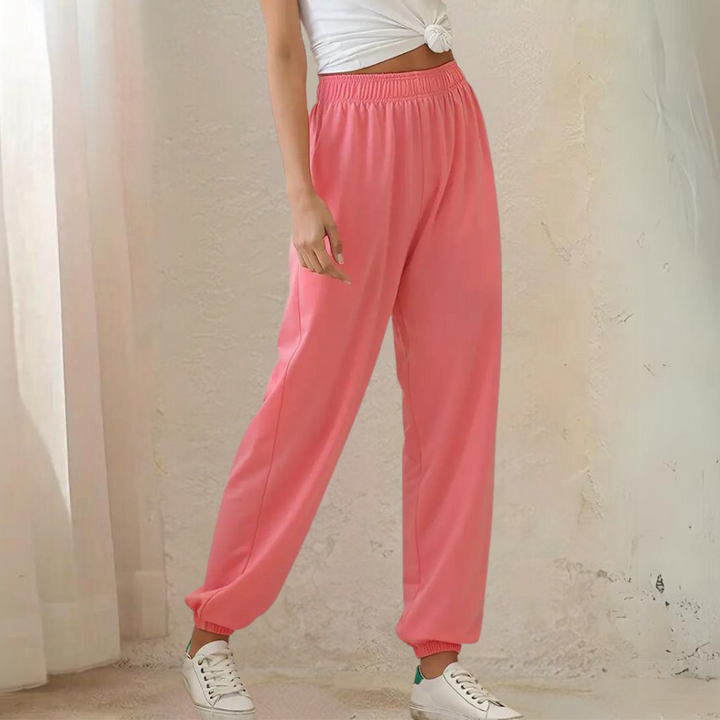 Pantaloni Donna Joggers Cotone Vita Alta Vestibilità Larga
