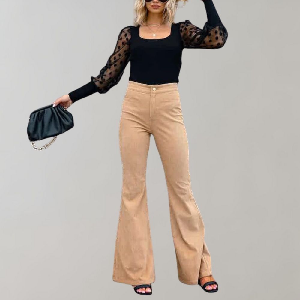 Pantaloni Donna in Lino a Zampa Eleganti Comodi - Vesarelli