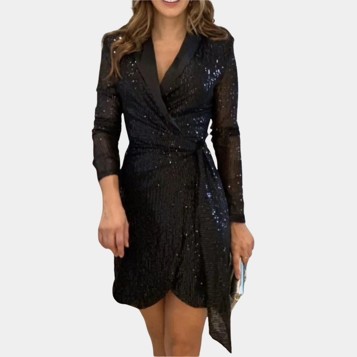 Mini Abito Blazer Donna con Cintura Taglio Slim
