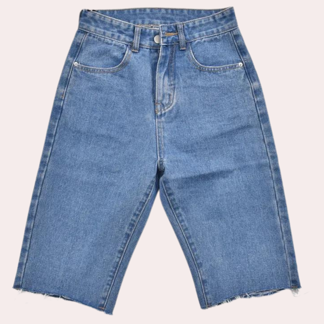 Pantaloncini Donna in Denim Vita Alta Slim