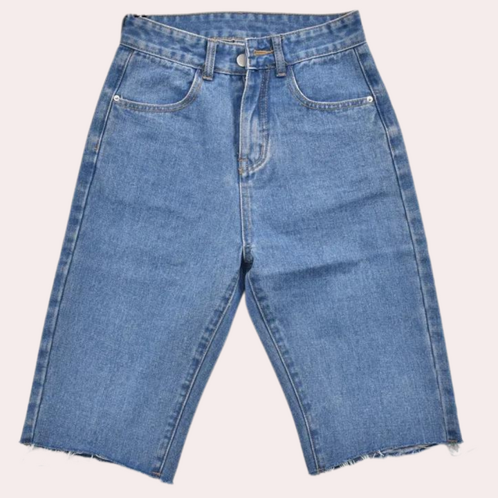 Pantaloncini Donna in Denim Vita Alta Slim