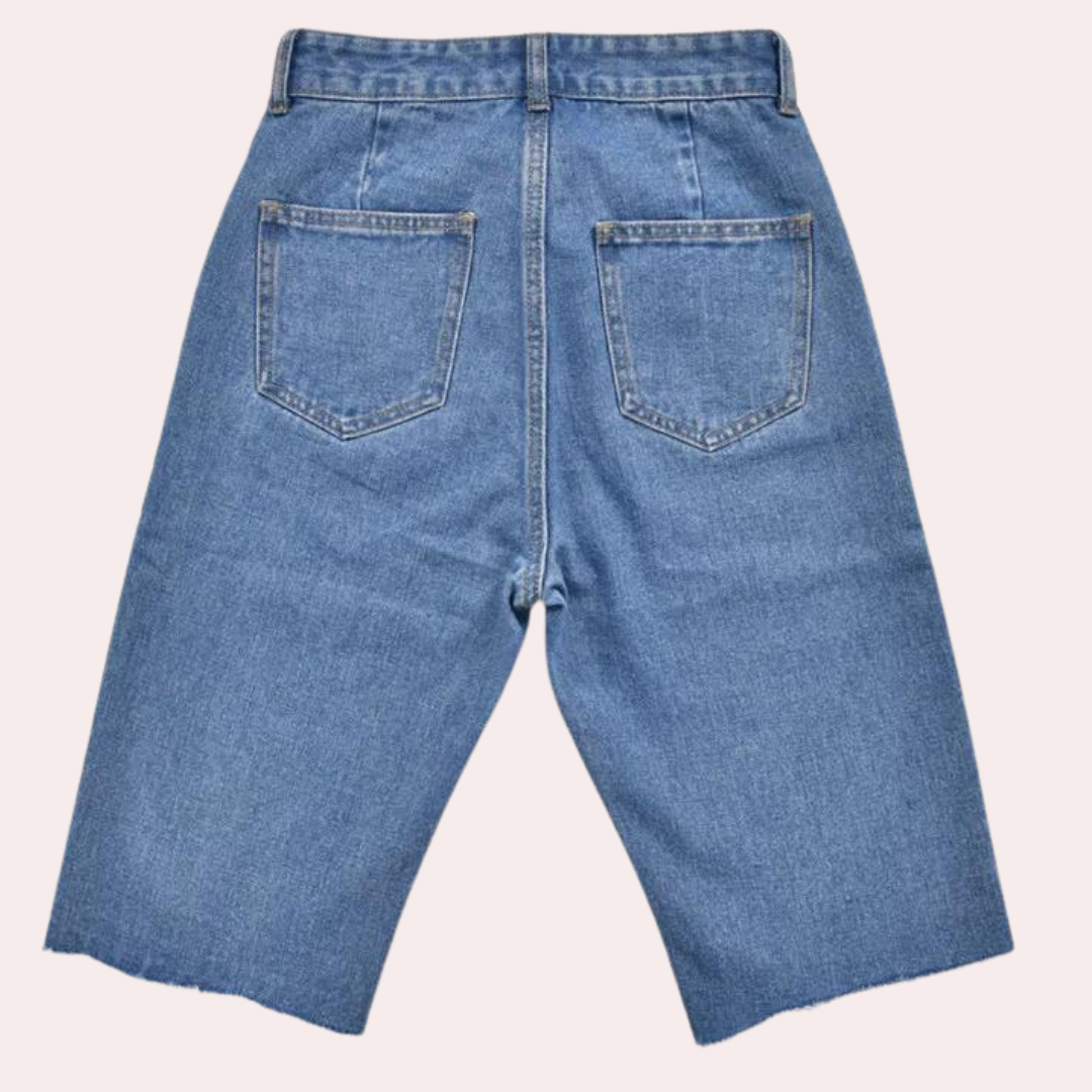 Pantaloncini Donna in Denim Vita Alta Slim