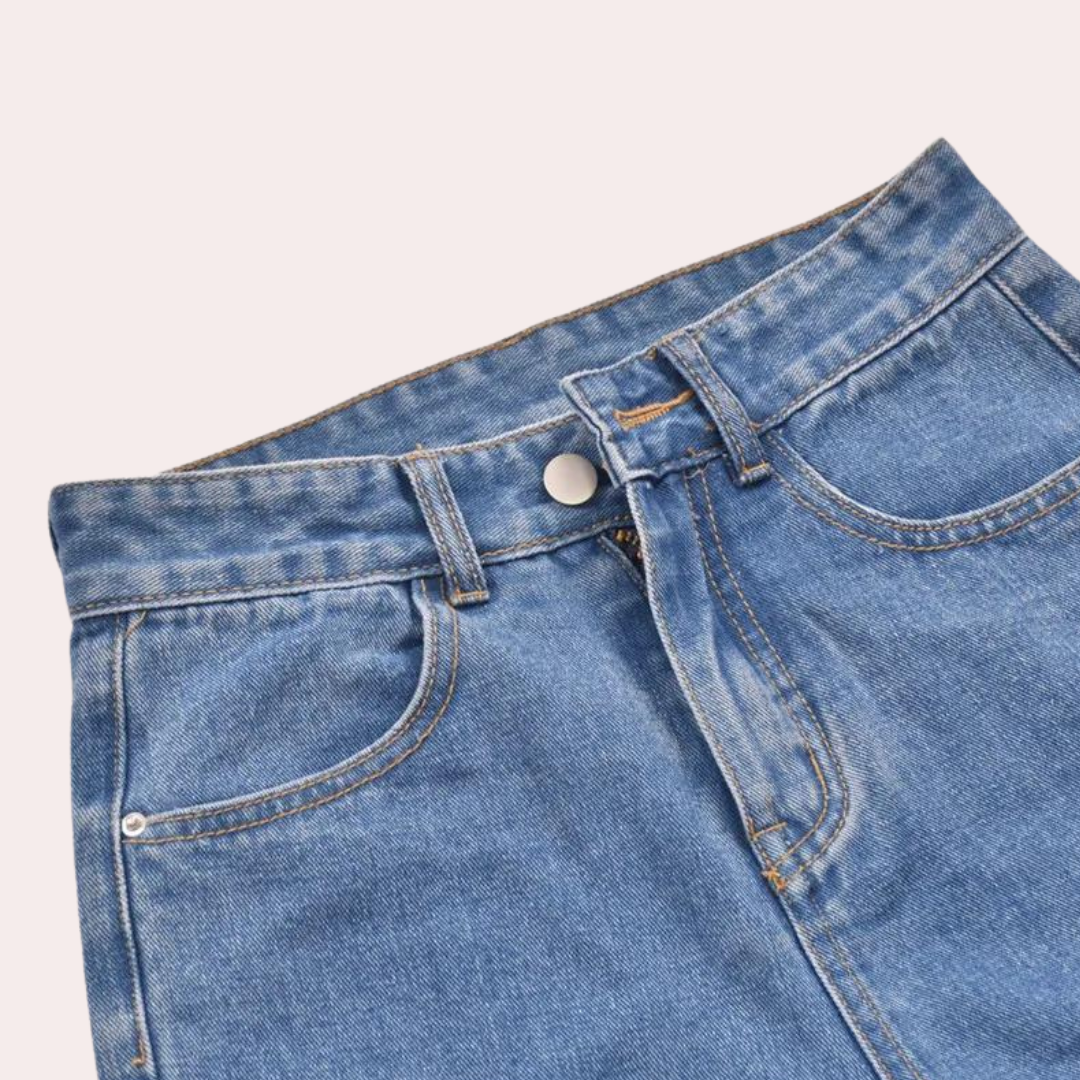 Pantaloncini Donna in Denim Vita Alta Slim