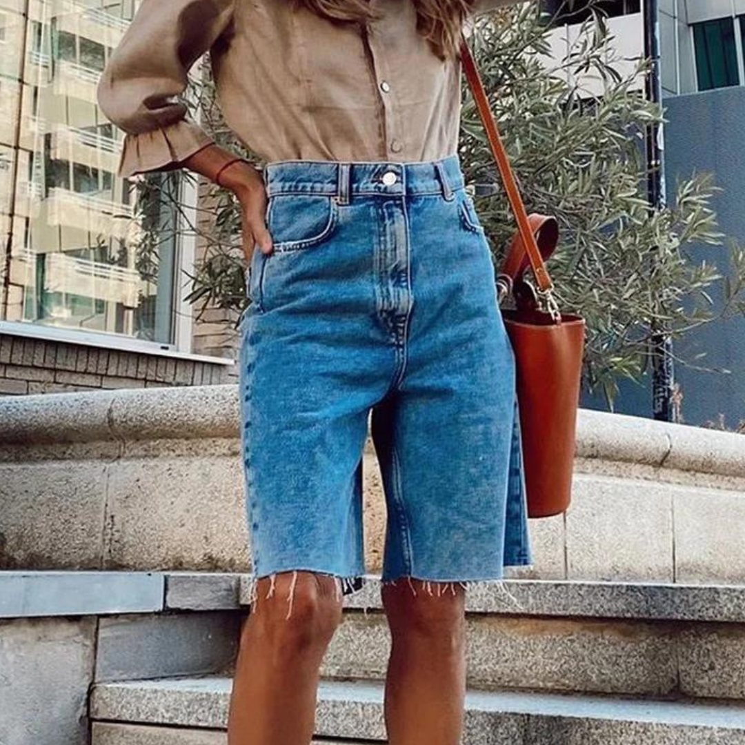 Pantaloncini Donna in Denim Vita Alta Slim - Vesarelli
