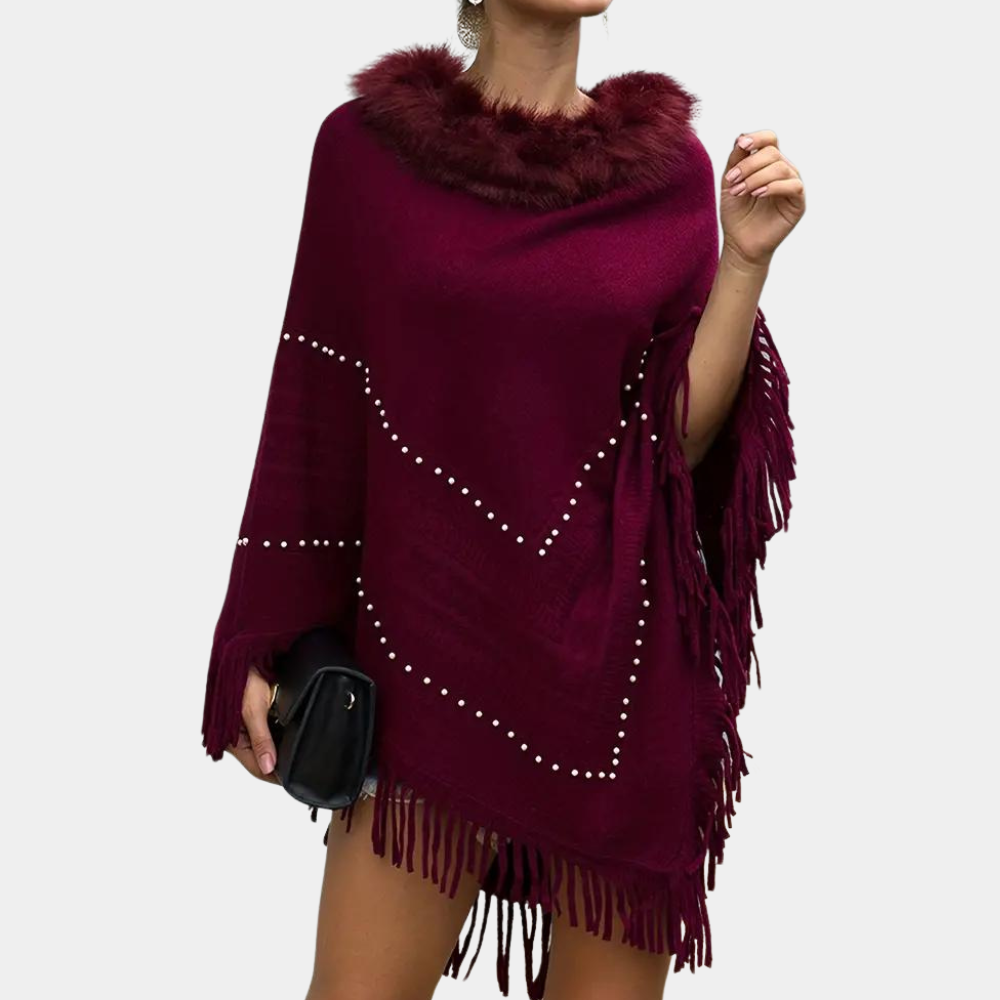 Poncho Donna in Maglia Dettagli Raffinati Elegante