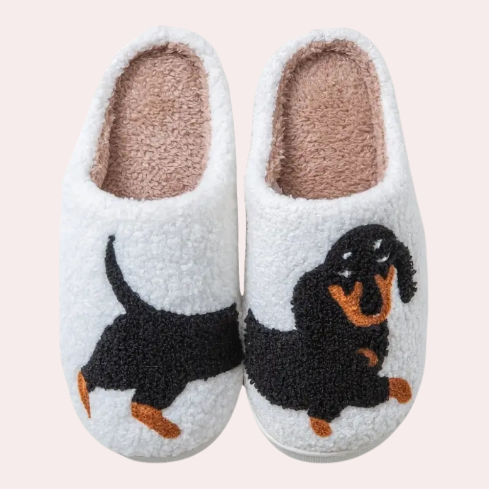 Pantofole Donna in Peluche Forma Bassotto Morbide