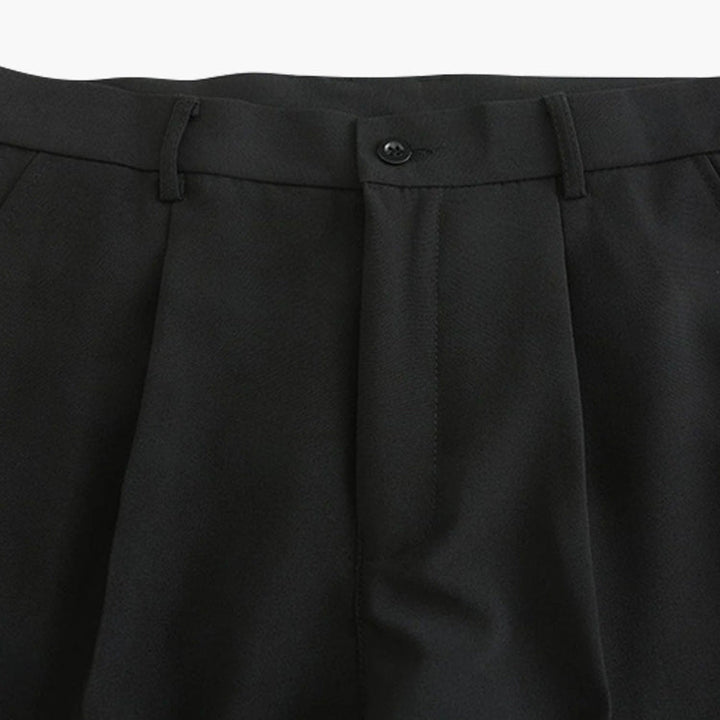 Pantaloni Uomo Slim con Pieghe Passanti e Cintura Affusolati