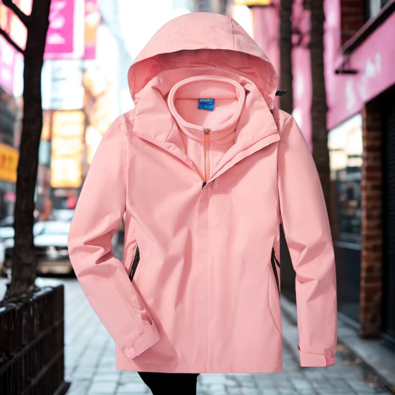 Giacca Outdoor Donna Impermeabile 3-in-1 Foderata in Pile Versatile
