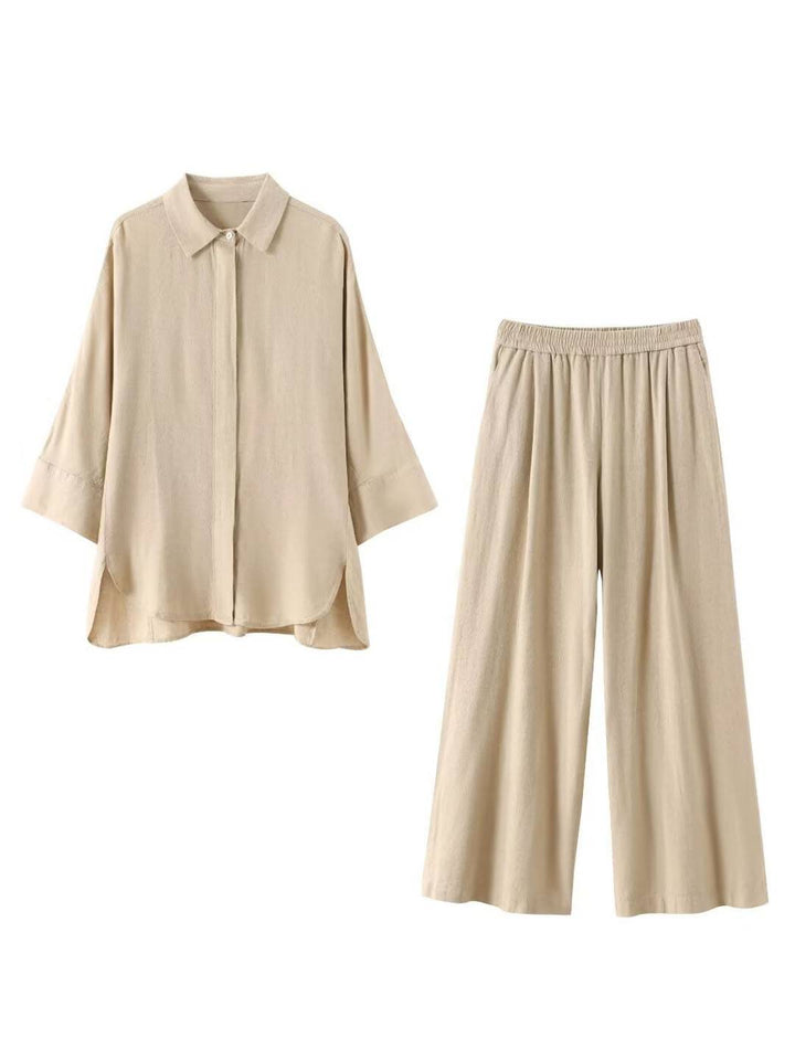 Completo Uomo Camicia Ampia e Pantaloni Larghi Tessuto Leggero