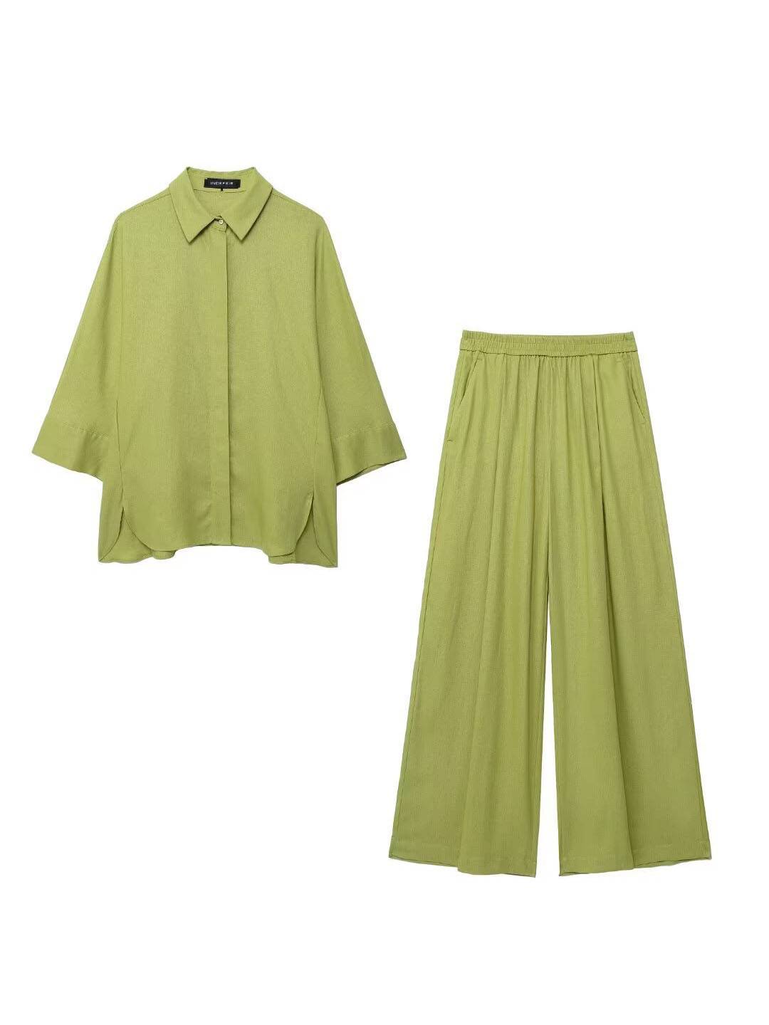 Completo Uomo Camicia Ampia e Pantaloni Larghi Tessuto Leggero