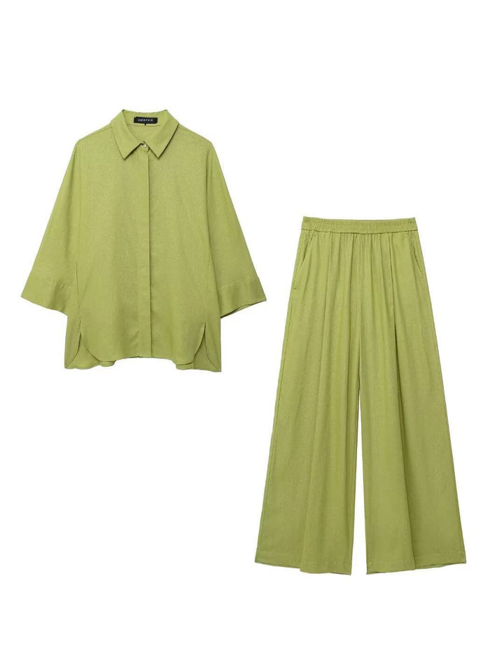 Completo Uomo Camicia Ampia e Pantaloni Larghi Tessuto Leggero