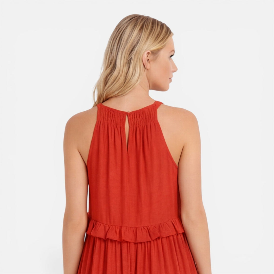 Abito Maxi Donna Leggero Estivo Senza Maniche a Balze
