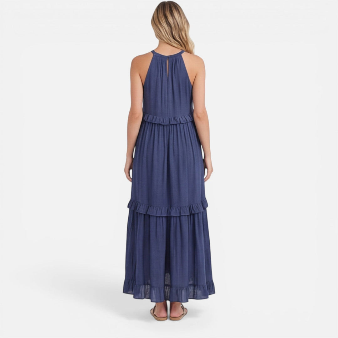 Abito Maxi Donna Leggero Estivo Senza Maniche a Balze