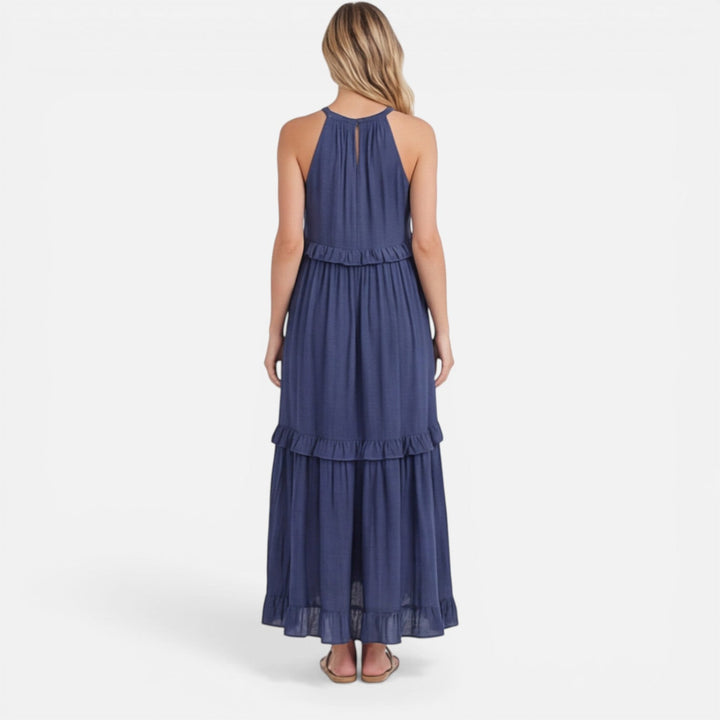 Abito Maxi Donna Leggero Estivo Senza Maniche a Balze