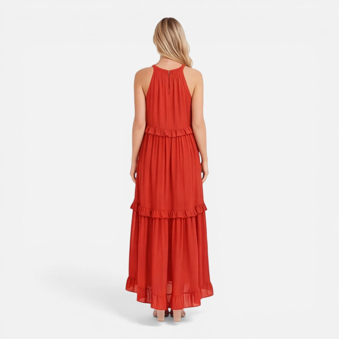 Abito Maxi Donna Leggero Estivo Senza Maniche a Balze