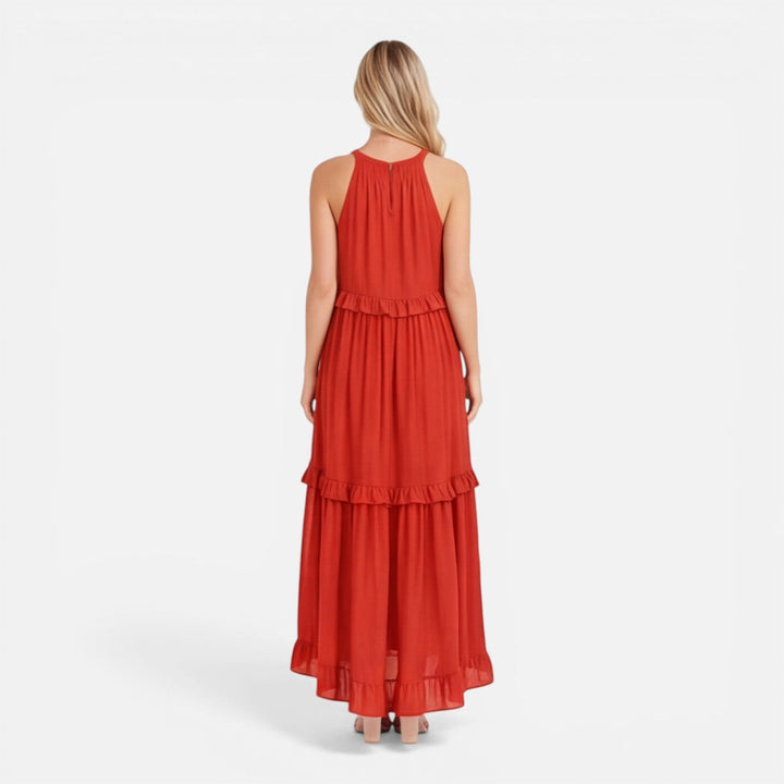Abito Maxi Donna Leggero Estivo Senza Maniche a Balze
