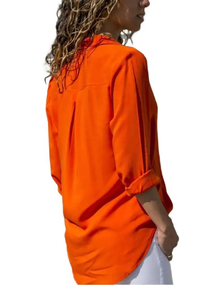 Camicetta Elegante A Maniche Lunghe Donna | Chiusura a Bottoni & Look Curato