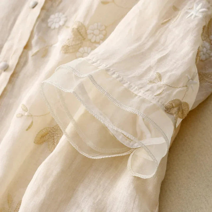 Camicetta Ricamata Donna | Collo alla Coreana & Eleganza Leggera