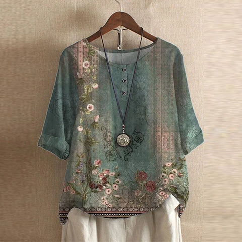 Camicetta Donna in Tessuto Floreale Stile Vintage Casual - Vesarelli
