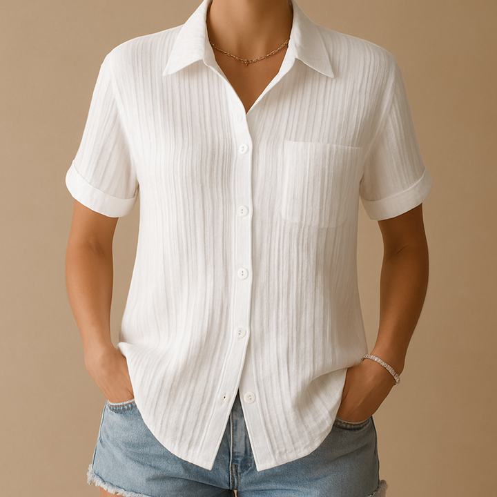 Camicetta Donna in Cotone Manica Corta Classica - Vesarelli