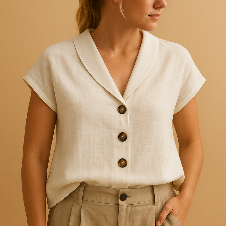 Camicetta Donna Leggera Scollo Classico Manica Corta - Vesarelli