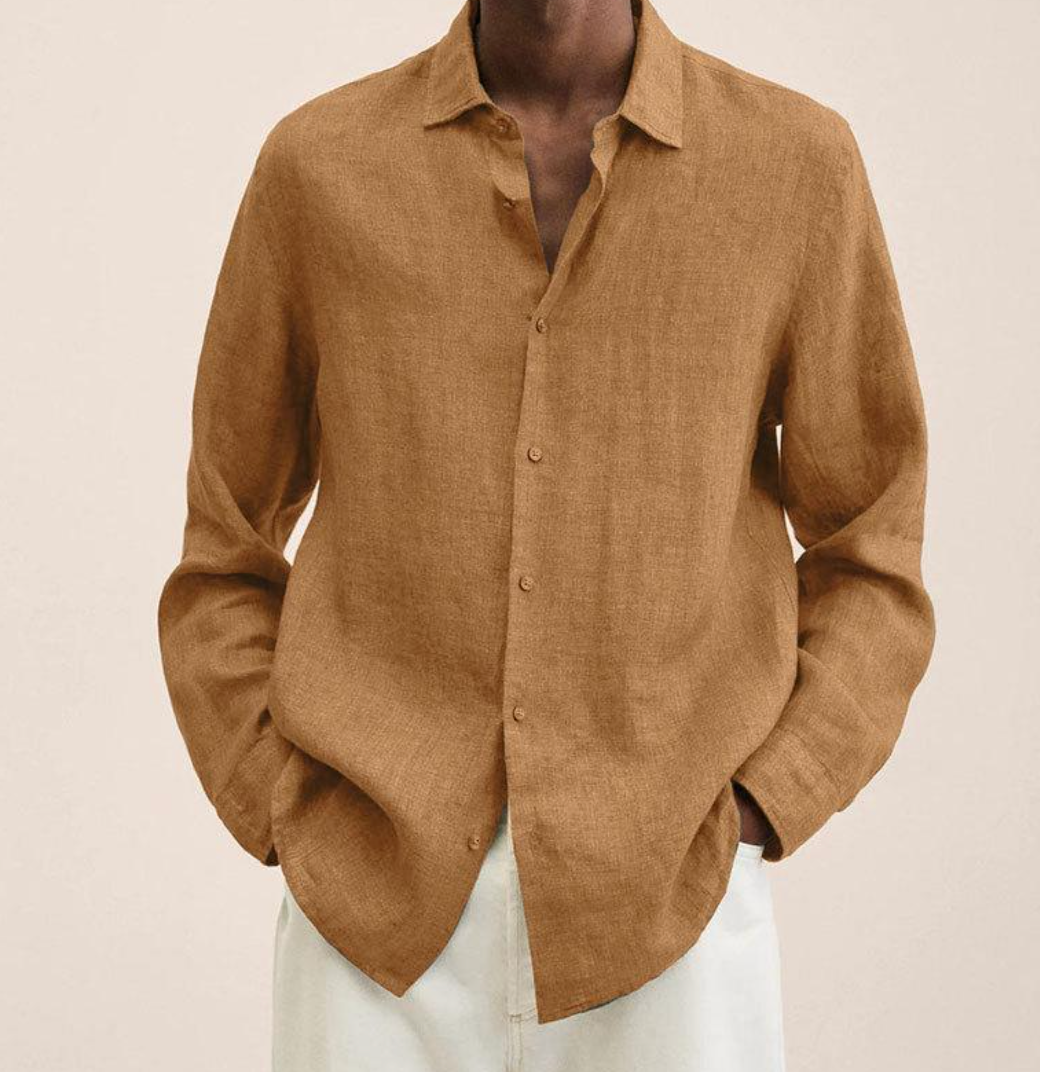 Camicia Classica da Uomo in Lino con Tessuto Traspirante | Perfetta per l'Autunno