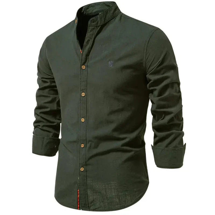 Camicia Uomo Cotone Collo Coreano Vestibilità Regolare - Vesarelli