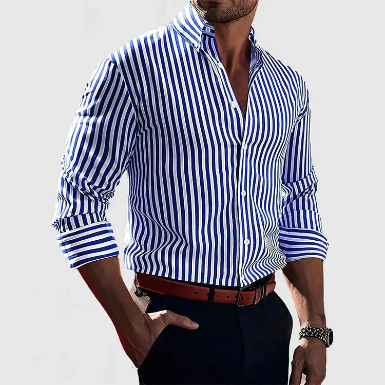 Camicia Uomo a Righe Colletto Strutturato Silhouette Slanciata - Vesarelli