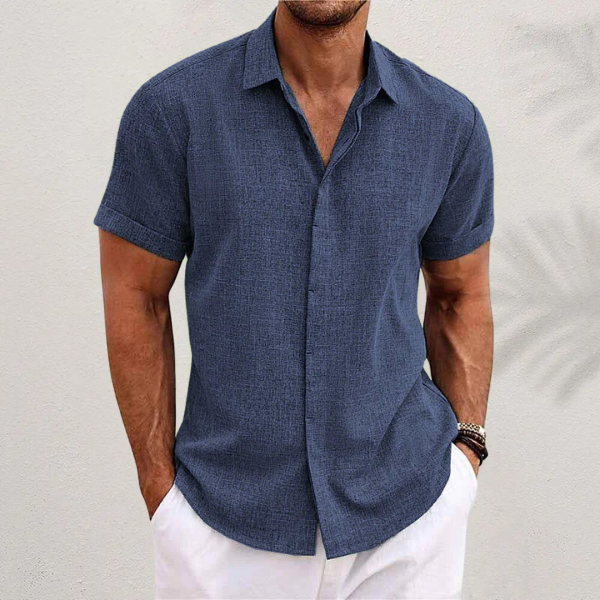Camicia Uomo in Lino Manica Corta Slim Fit - Vesarelli