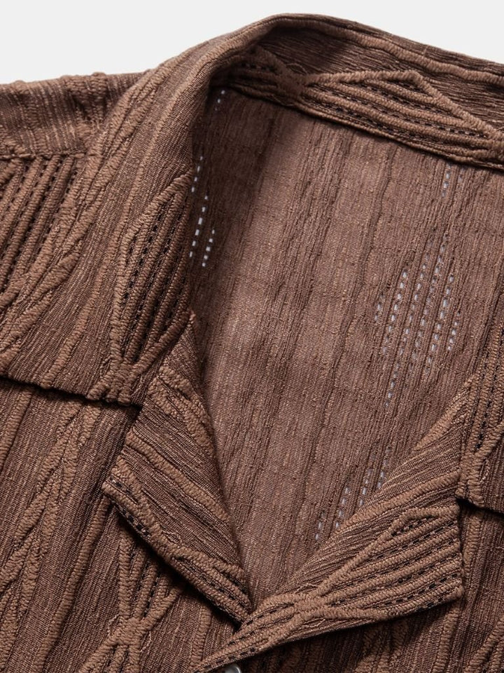 Camicia da campo Uomo | Colletto Aperto & Trama Testurizzata