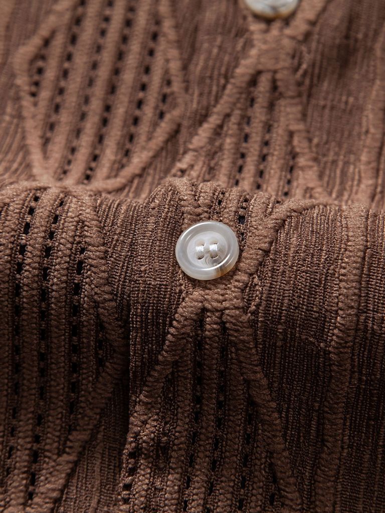 Camicia da campo Uomo | Colletto Aperto & Trama Testurizzata