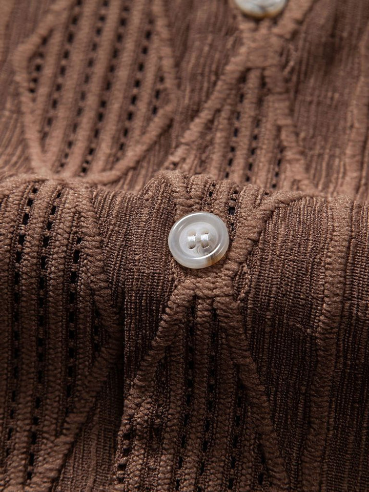 Camicia da campo Uomo | Colletto Aperto & Trama Testurizzata