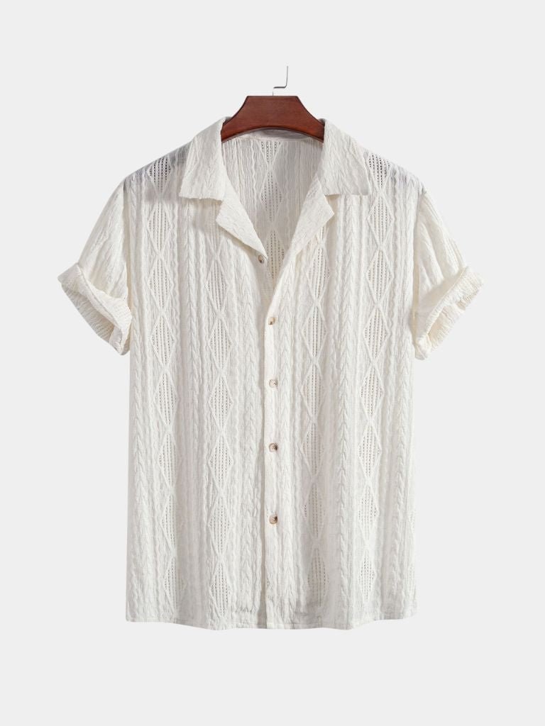 Camicia da campo Uomo | Colletto Aperto & Trama Testurizzata