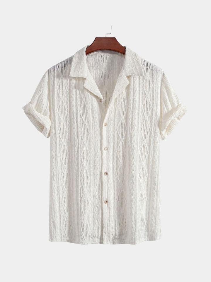 Camicia da campo Uomo | Colletto Aperto & Trama Testurizzata