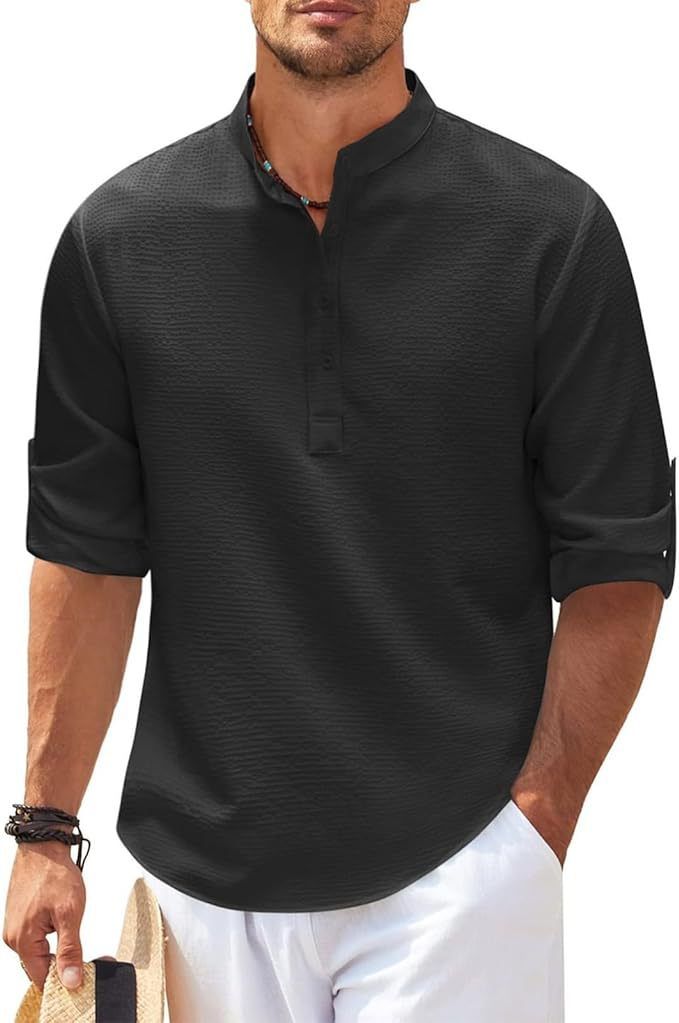Camicia da uomo | Collo alla coreana & silhouette slanciata