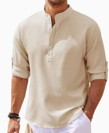 Camicia da uomo | Collo alla coreana & silhouette slanciata