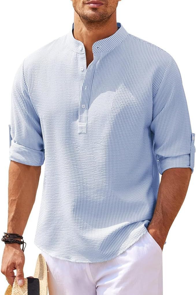 Camicia da uomo | Collo alla coreana & silhouette slanciata