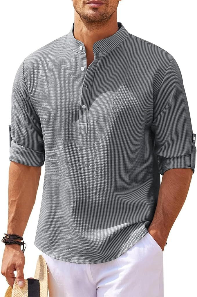 Camicia da uomo | Collo alla coreana & silhouette slanciata