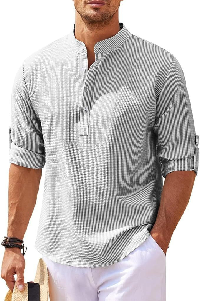 Camicia da uomo | Collo alla coreana & silhouette slanciata