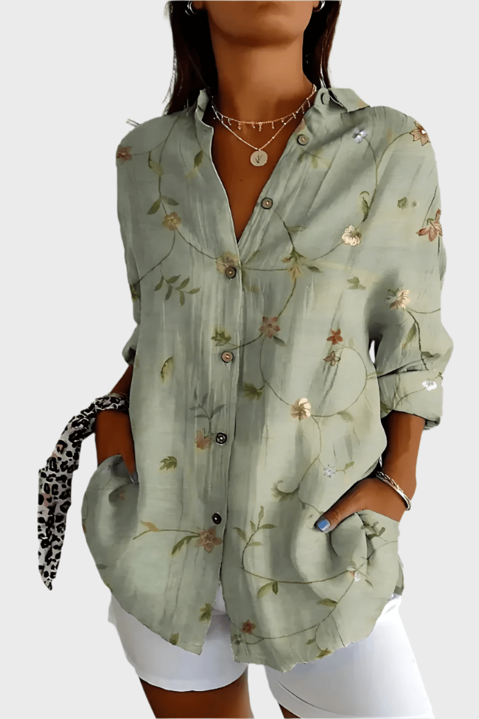 Camicia Donna Floreale Bottoni Frontali Vestibilità Morbida - Vesarelli