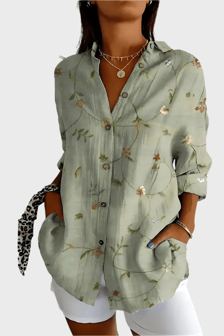 Camicia Donna Floreale Bottoni Frontali Vestibilità Morbida - Vesarelli