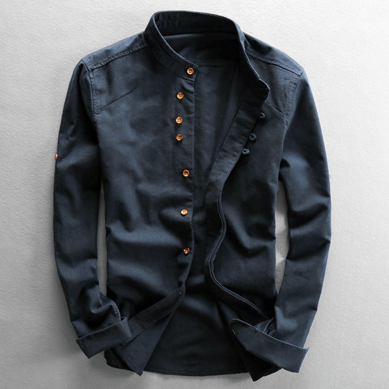 Camicia giapponese "Katana" per Uomo | Collo Coreano & Look Essenziale
