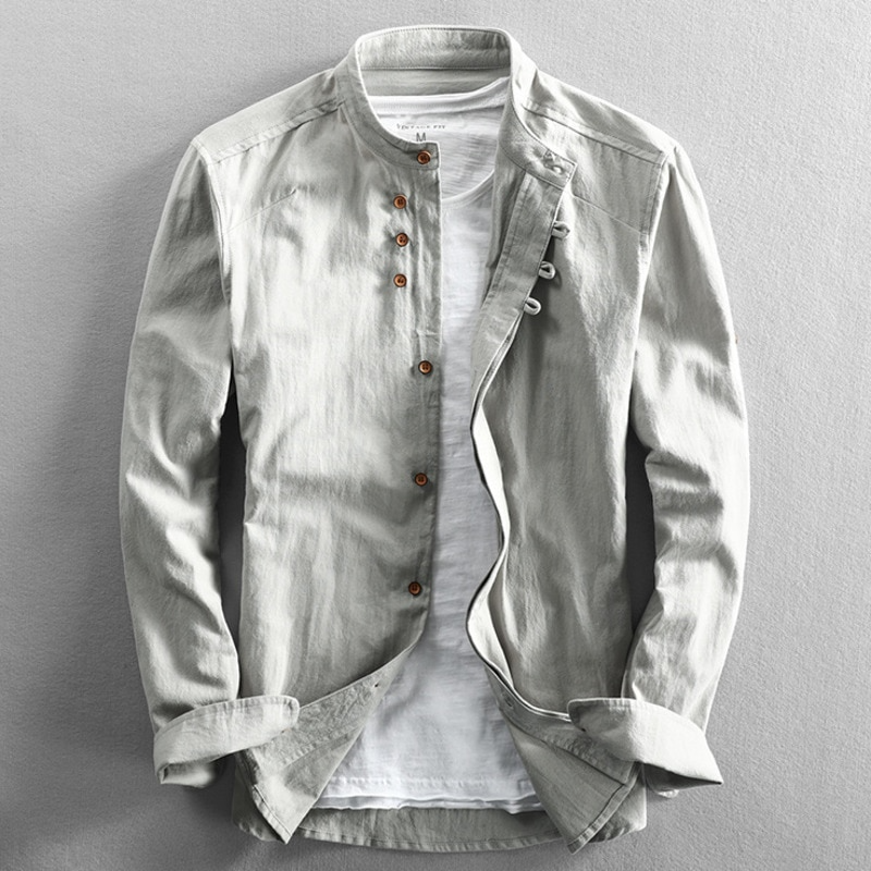 Camicia giapponese "Katana" per Uomo | Collo Coreano & Look Essenziale