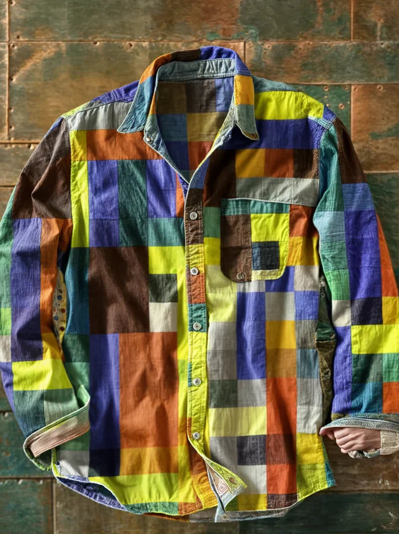 Camicia in cotone giocosa Uomo | Motivo patchwork & Stile distintivo