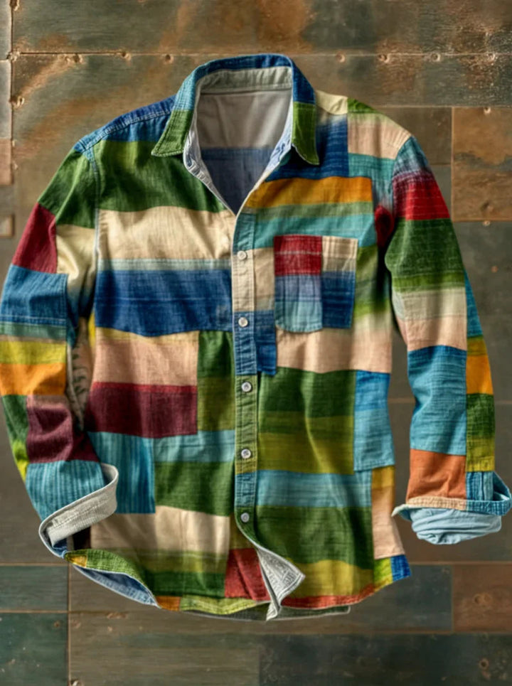 Camicia in cotone giocosa Uomo | Motivo patchwork & Stile distintivo