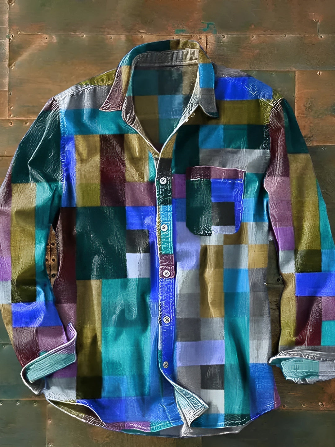Camicia in cotone giocosa Uomo | Motivo patchwork & Stile distintivo