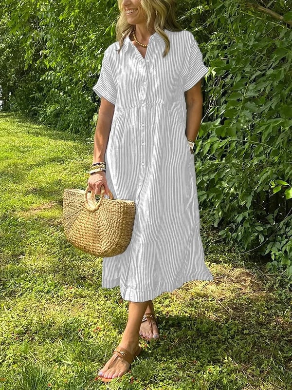 Camicia Donna Lunga a Righe Elegante e Versatile per Estate - Camicette e Camicie Fashion 1